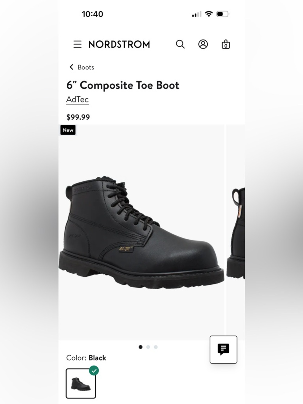 NWT AdTec Men's Composite Toe Work Boots 6 in Current At Nordstrom$99 MSRP